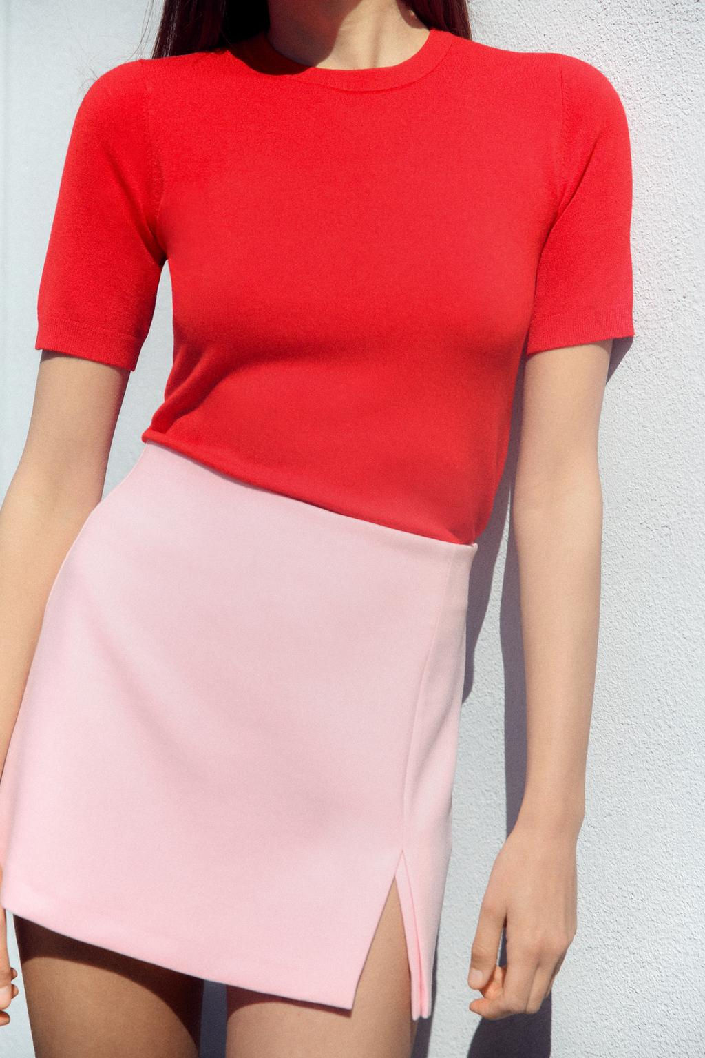 BASIC PLAIN KNIT SHORT SLEEVE TOP - Zara фото 38