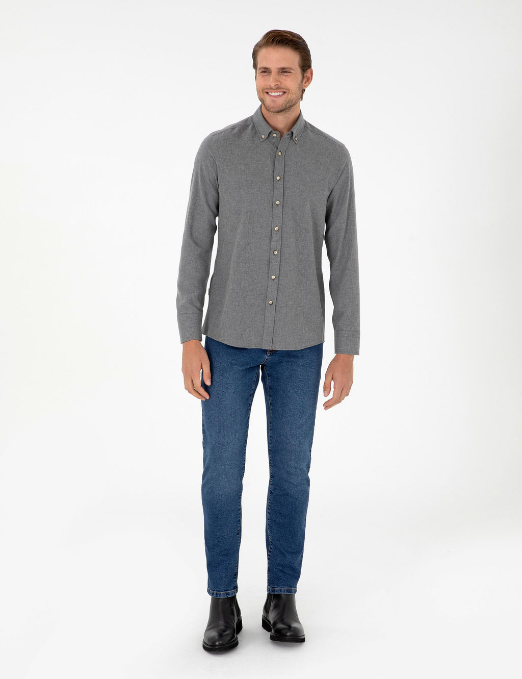 Рубашка Pierre Cardin Slim Fit серая