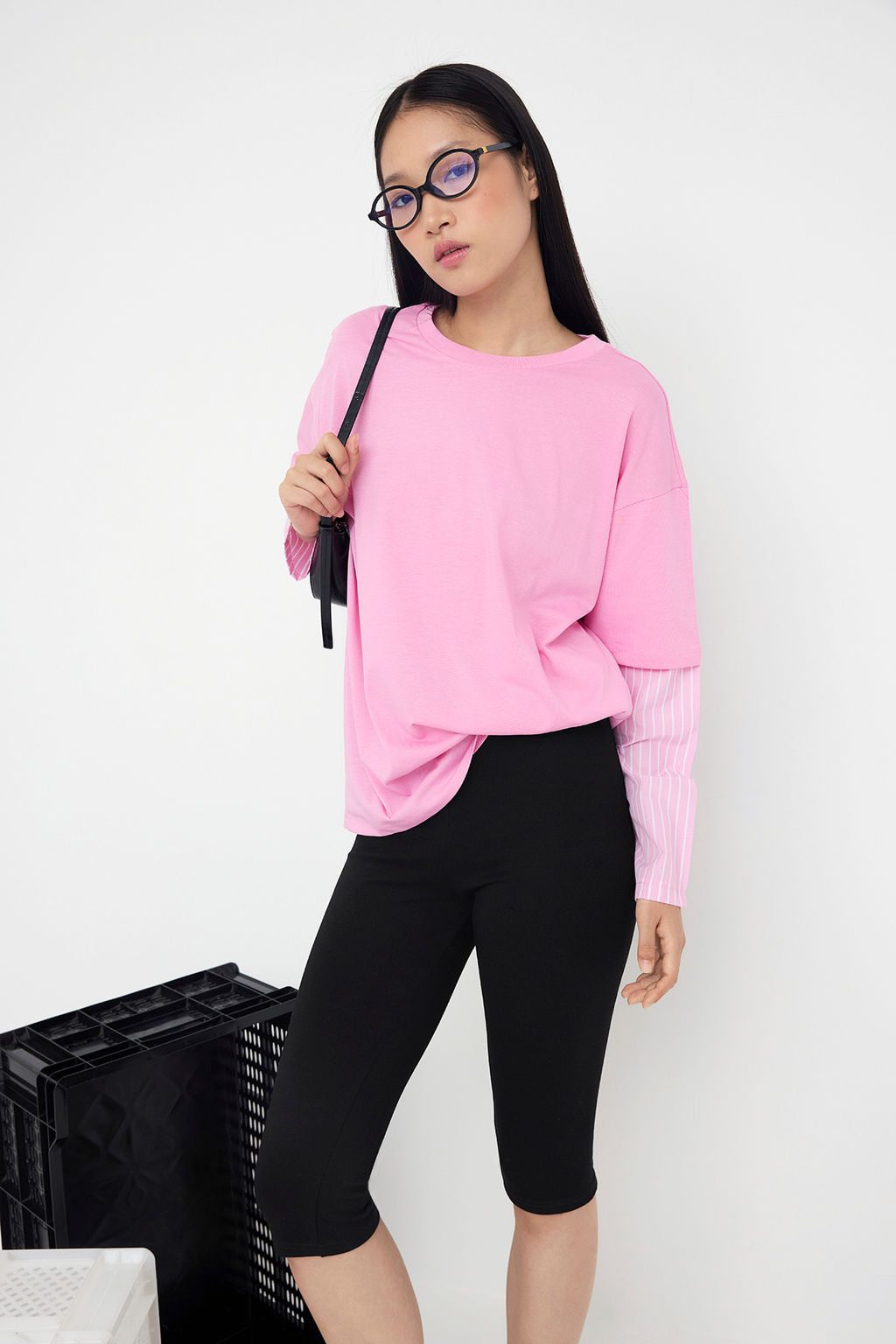 Teen Antrasit Dokuma Garni Detayl? Oversize/Genis Kal?p Uzun Kollu Orme T-Shirt TWOAW26TS00003