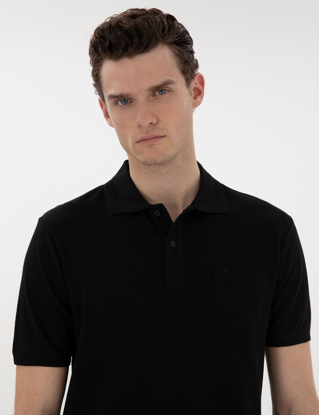 Siyah Regular Fit K_vr_lmaz Polo Yaka Basic Ti__rt