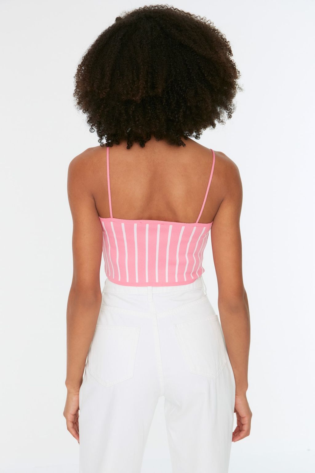 Pembe Super Crop Renk Bloklu Triko Ince Bluz TWOSS22BZ1542 - Trendyolmilla фото 5