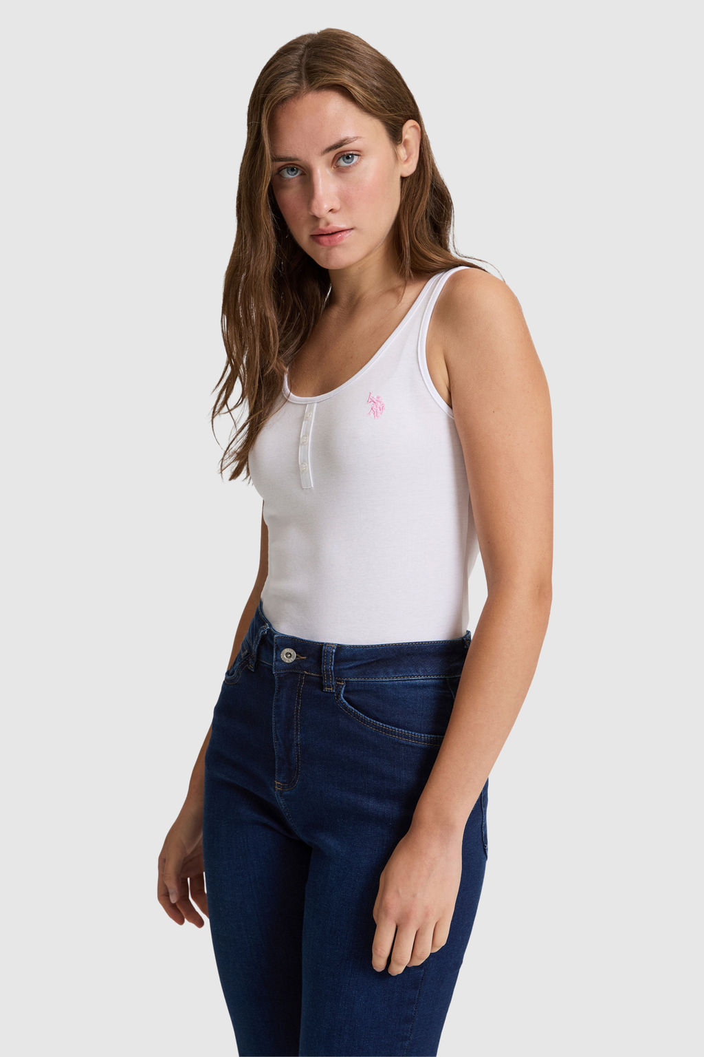 Kad_n Beyaz Kare Yaka Basic Ti__rt - U.s. polo assn фото 3
