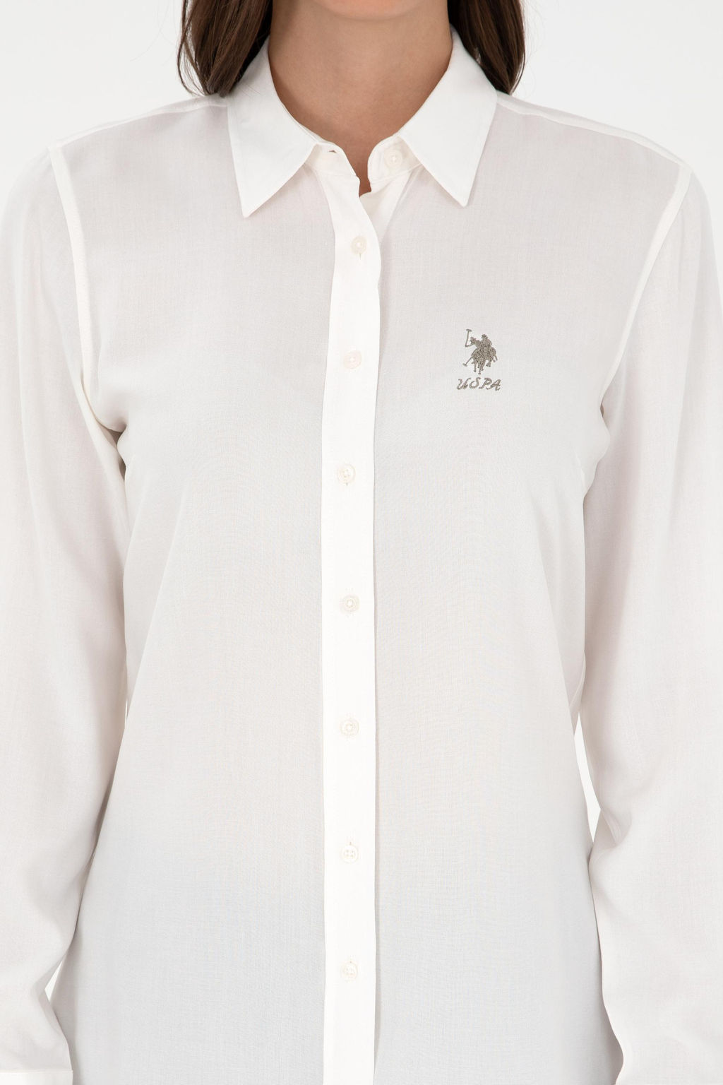 Женская кремовая рубашка с длинным рукавом Неожиданная скидка в корзине - U.s. polo assn фото 6