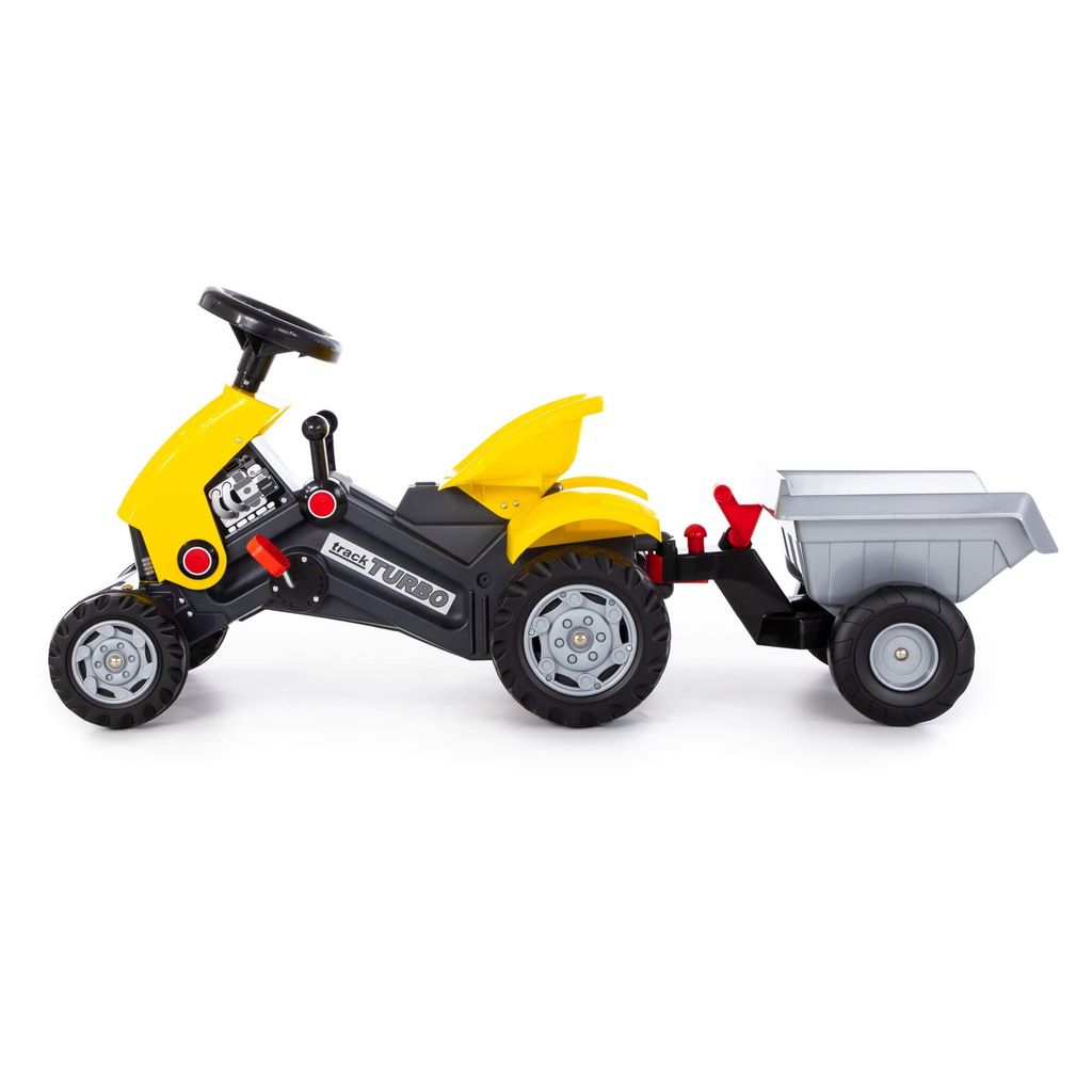 Каталка-трактор с педалями Turbo-2 (жёлтая) с полуприцепом - Полесье фото 2