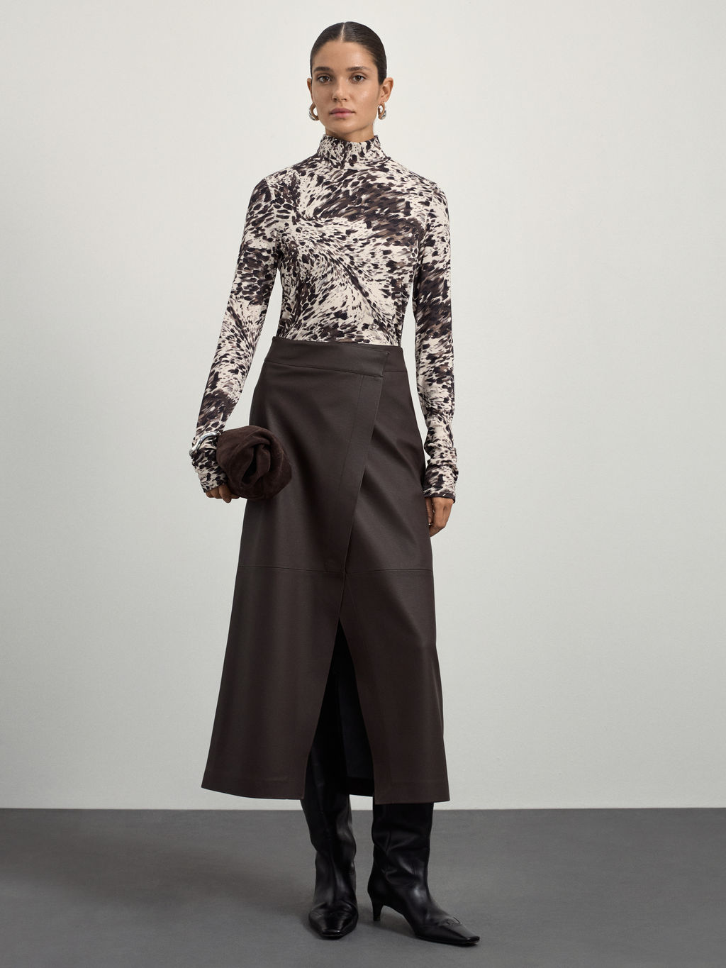 Лонгслив из вискозы с принтом / Zarina  фото 2