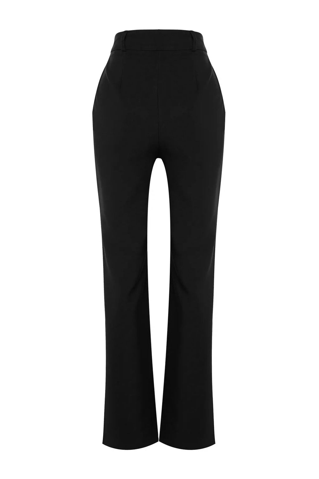 Siyah Wide Leg/Genis Paca Pileli Dokuma Kumas Pantolon TWOSS21PL0155