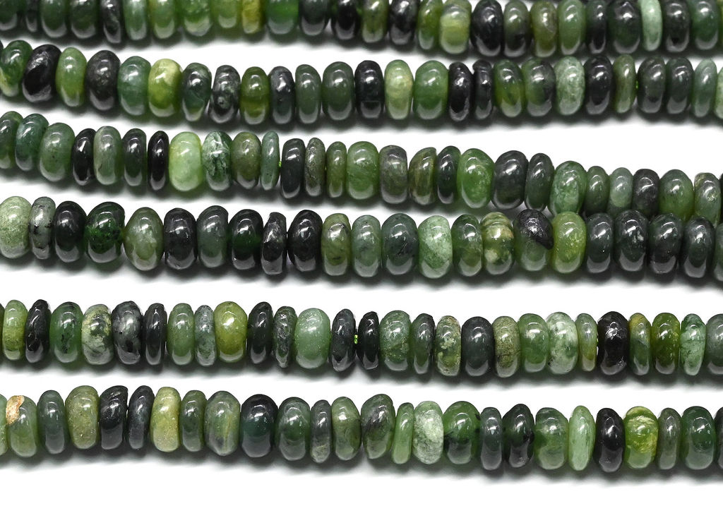 Бусины из нефрита рондель 6*3мм, 40см, 145 бусин Радуга камня