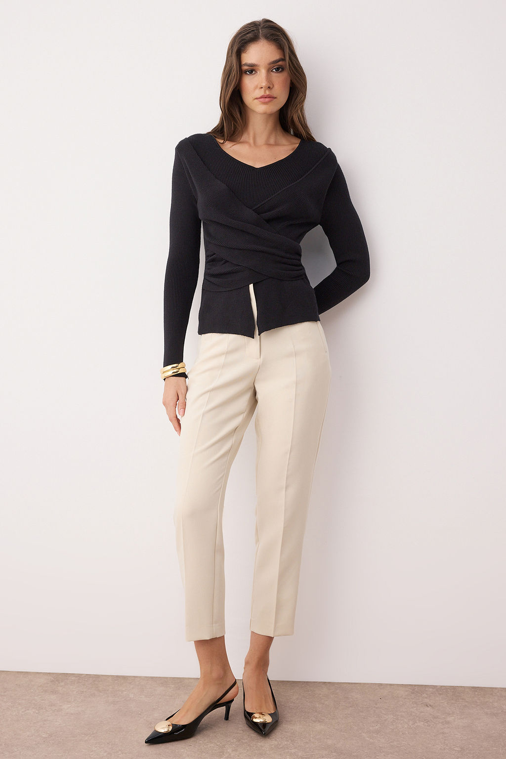 Kahverengi Premium Iplik/Ozel Iplik Fitted/Vucuda Oturan Ustu Drape Triko Kazak TWOAW26KZ00061 - Trendyolmilla фото 10