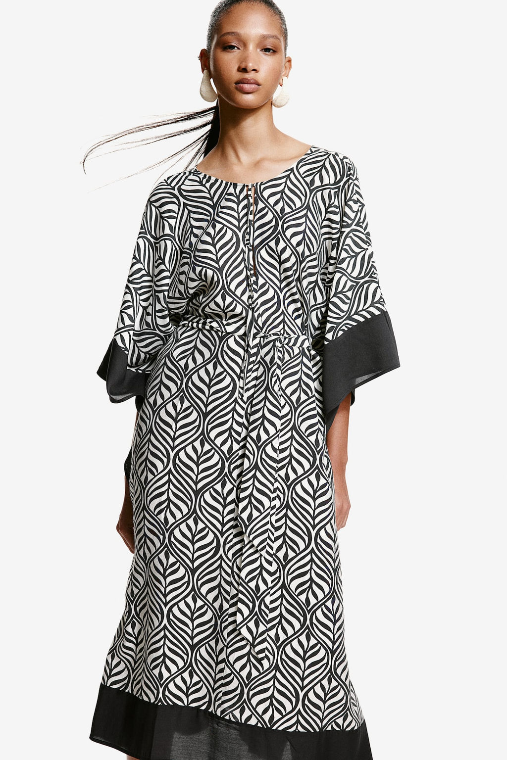 Vestido caftan con cinturon de anudar