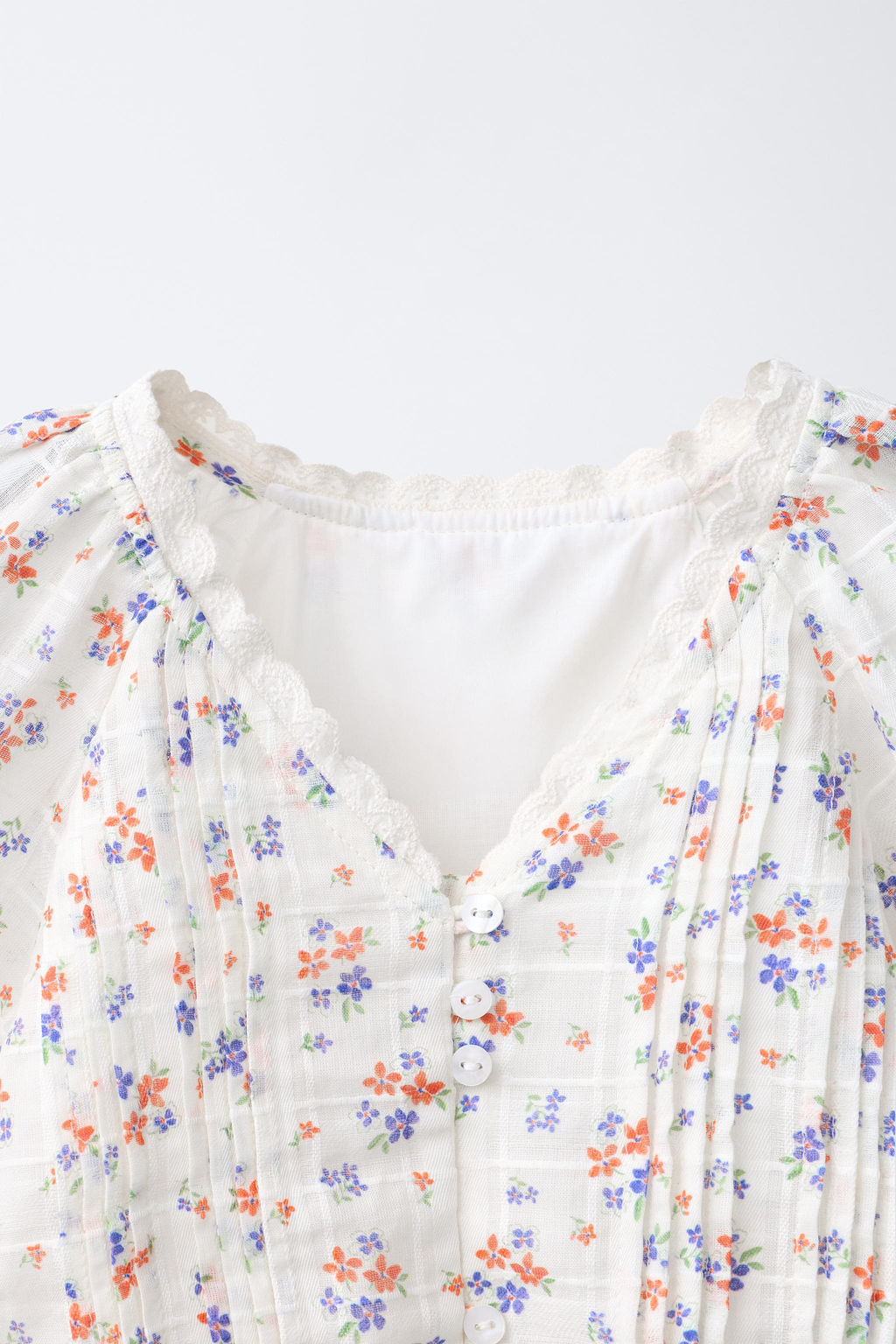 BLUSA FLORES PUNTILLA / Crudo / Rojo - Zara фото 3