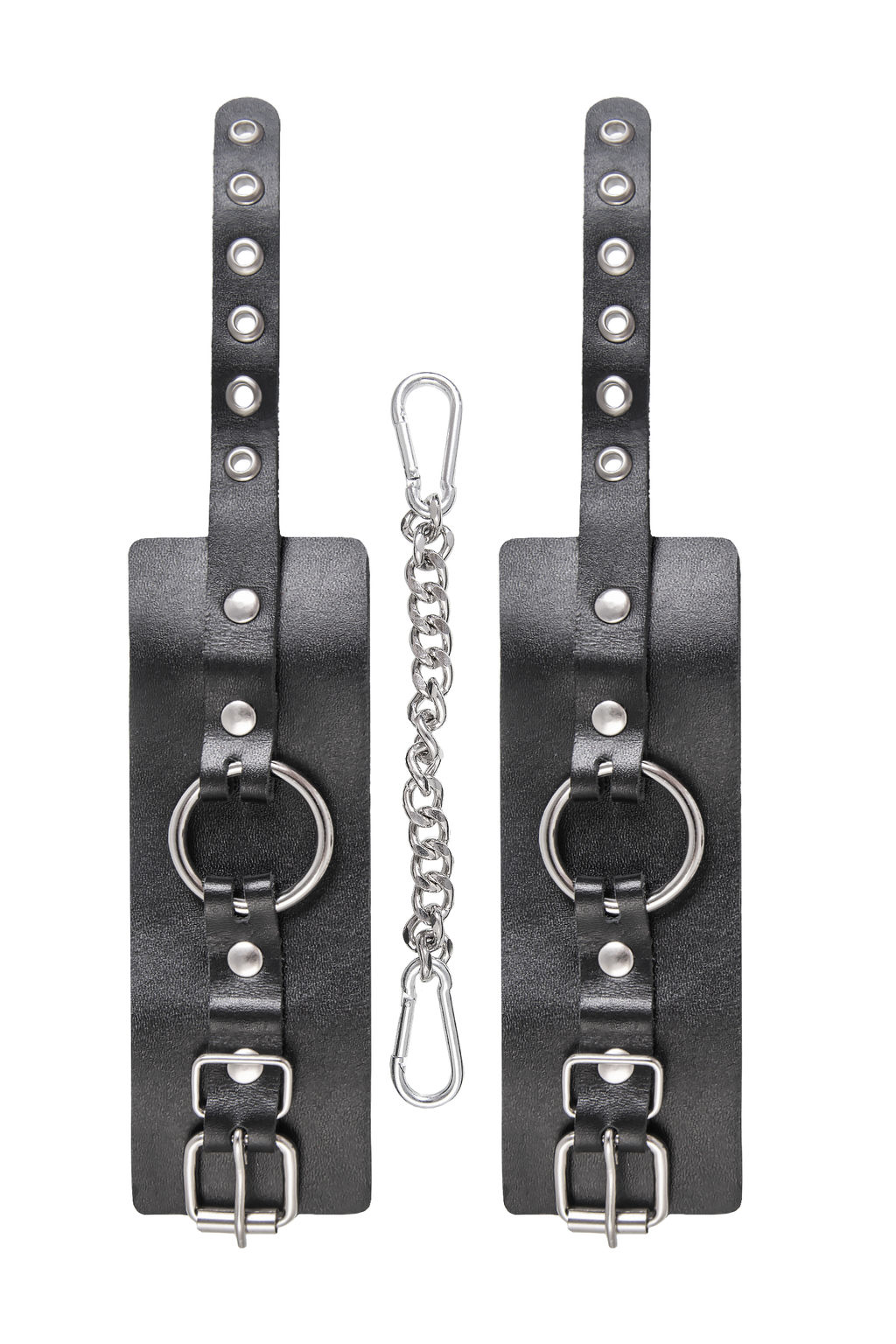 Наручники Pecado BDSM, из толстой кожи с люверсами, натуральная кожа, чёрные