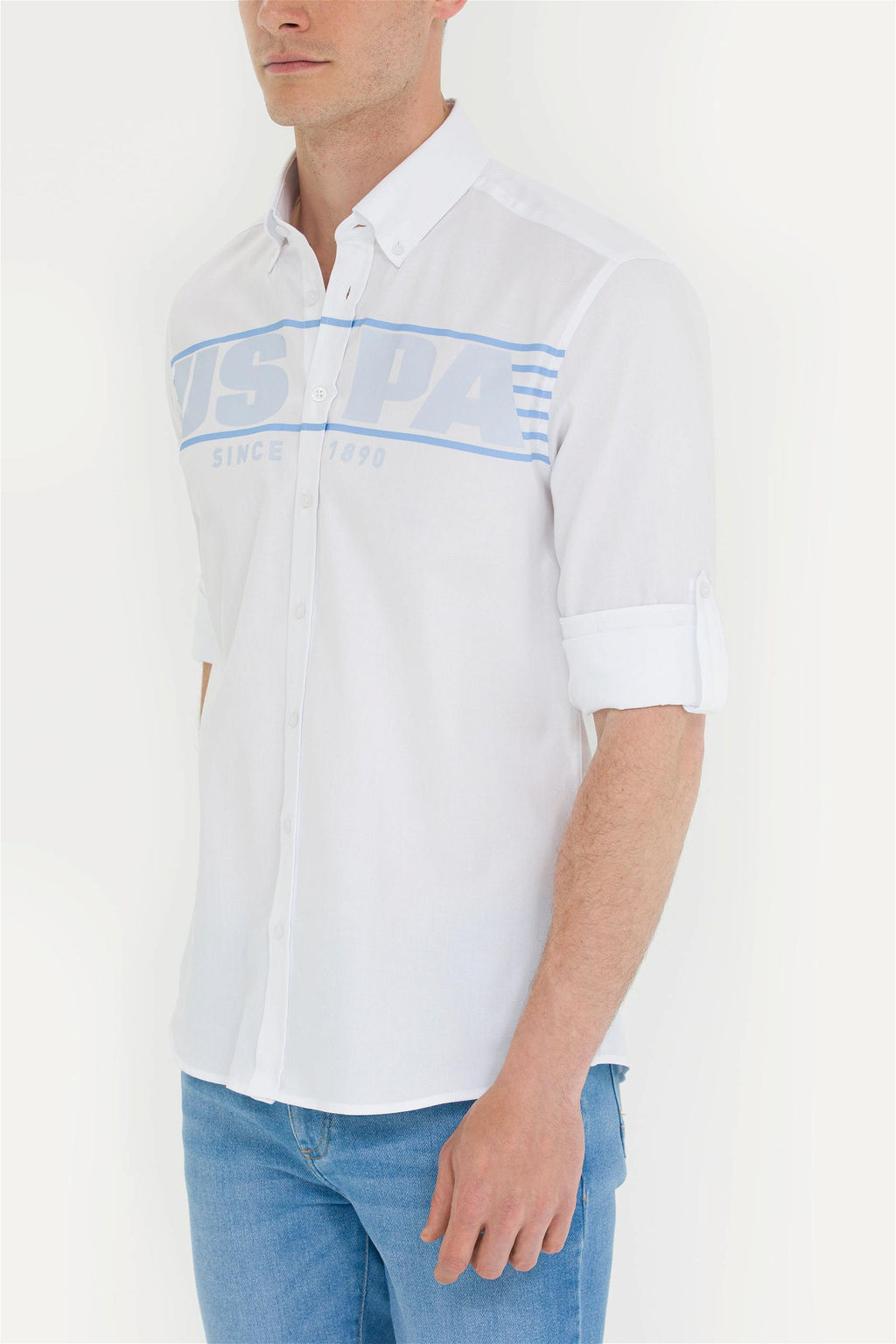 Мужская белая рубашка с длинным рукавом - U.s. polo assn фото 7