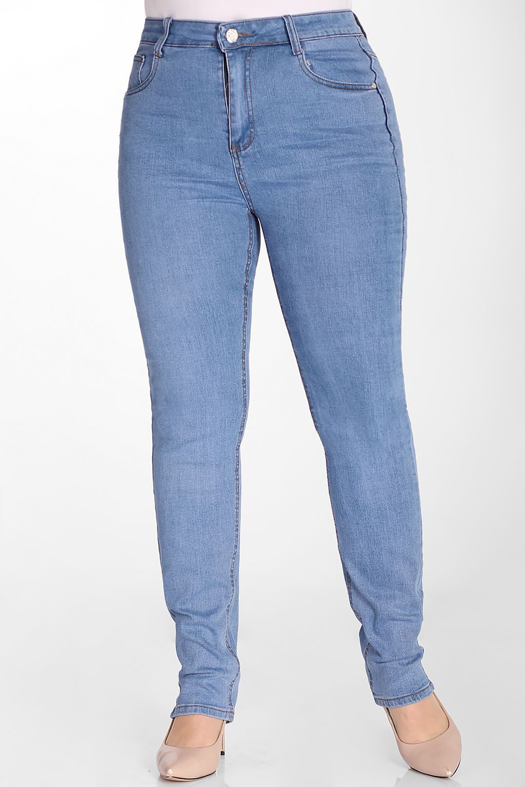 Джинсы женские голубые с высокой посадкой