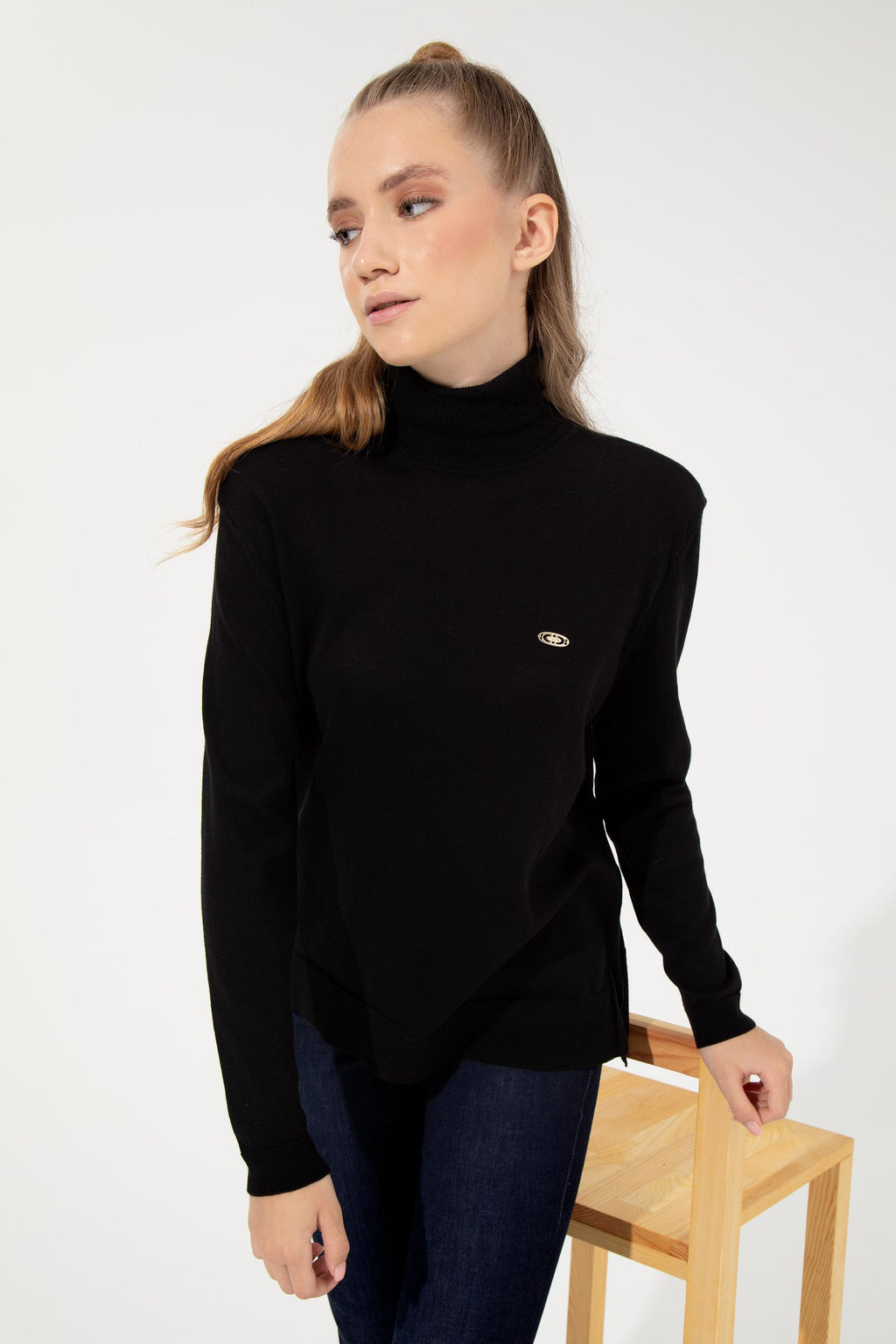 Kad_n Siyah Basic Kazak