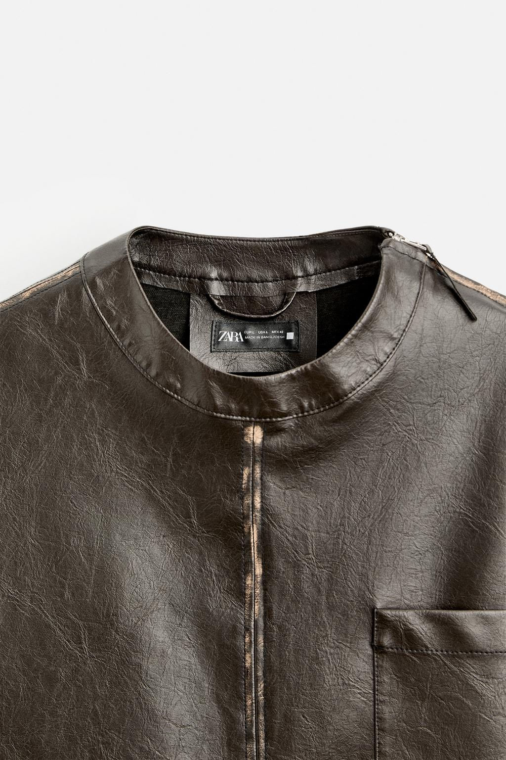 FADED LEATHER EFFECT OVERSHIRT - Zara фото 8