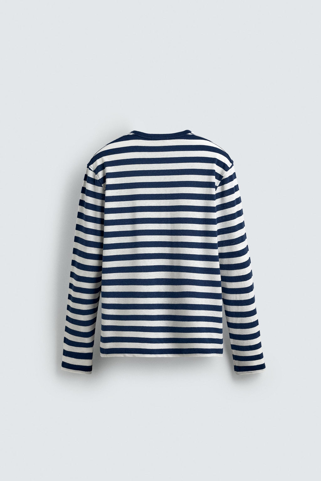 CAMISETA MANGA LARGA LINO - ALGOD?N RAYAS / Azul / Blanco - Zara фото 7