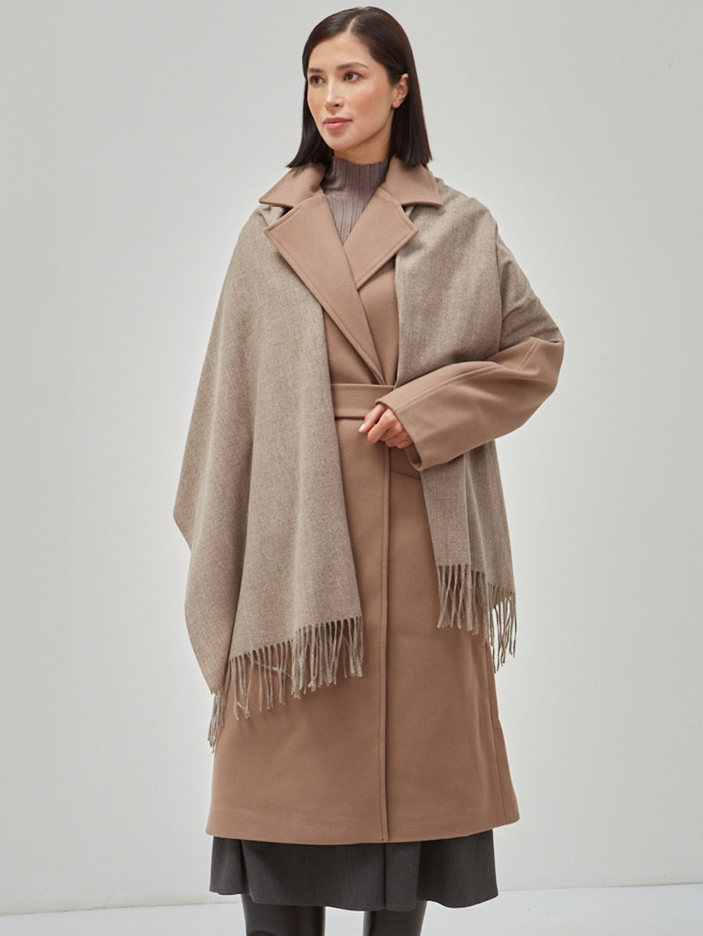 Большой теплый двусторонний палантин В СОСТАВЕ ШЕРСТЬ - Tantino фото 2