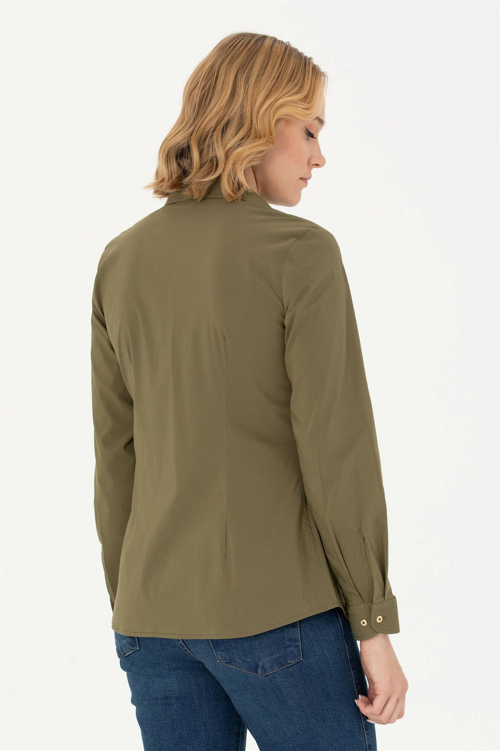 Женская базовая рубашка цвета хаки с длинным рукавом - U.s. polo assn фото 12