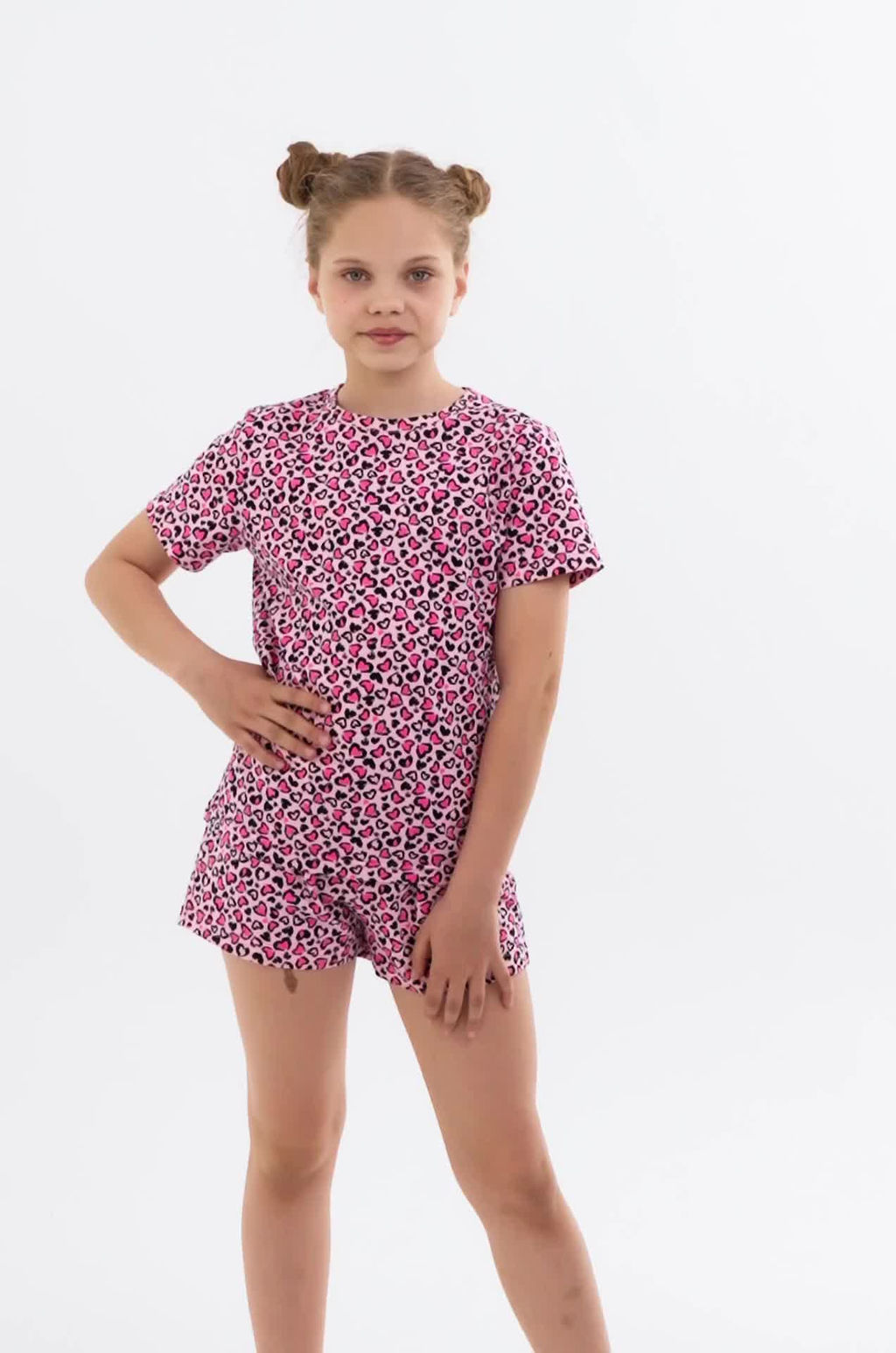 Хлопковая пижама для девочки с шортами Happyfox