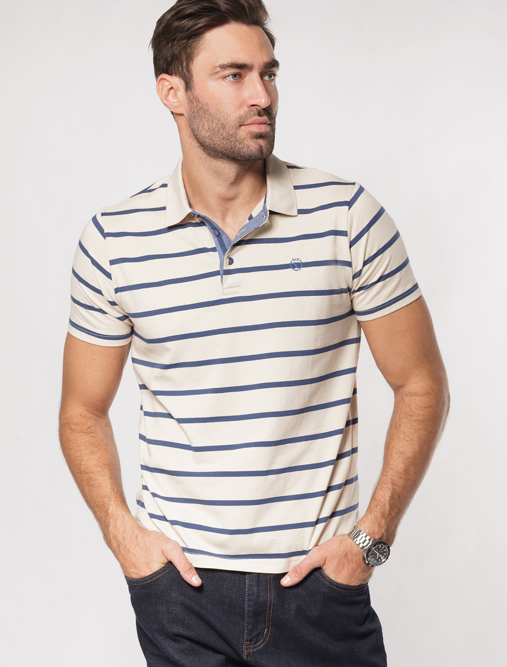 VILATTE / Футболка-Поло из премиального хлопка с эластаном  фото 2