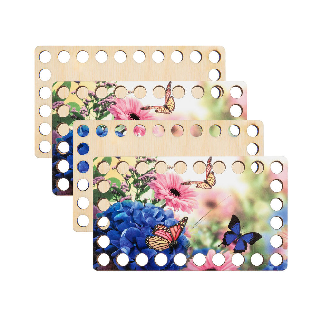 Заготовка для декорирования Love2art ДВ-03 Набор донышек для вязания Глянцевый фанера 12 х 7 х 0.4 см 4 шт 04 Бабочки  фото 3