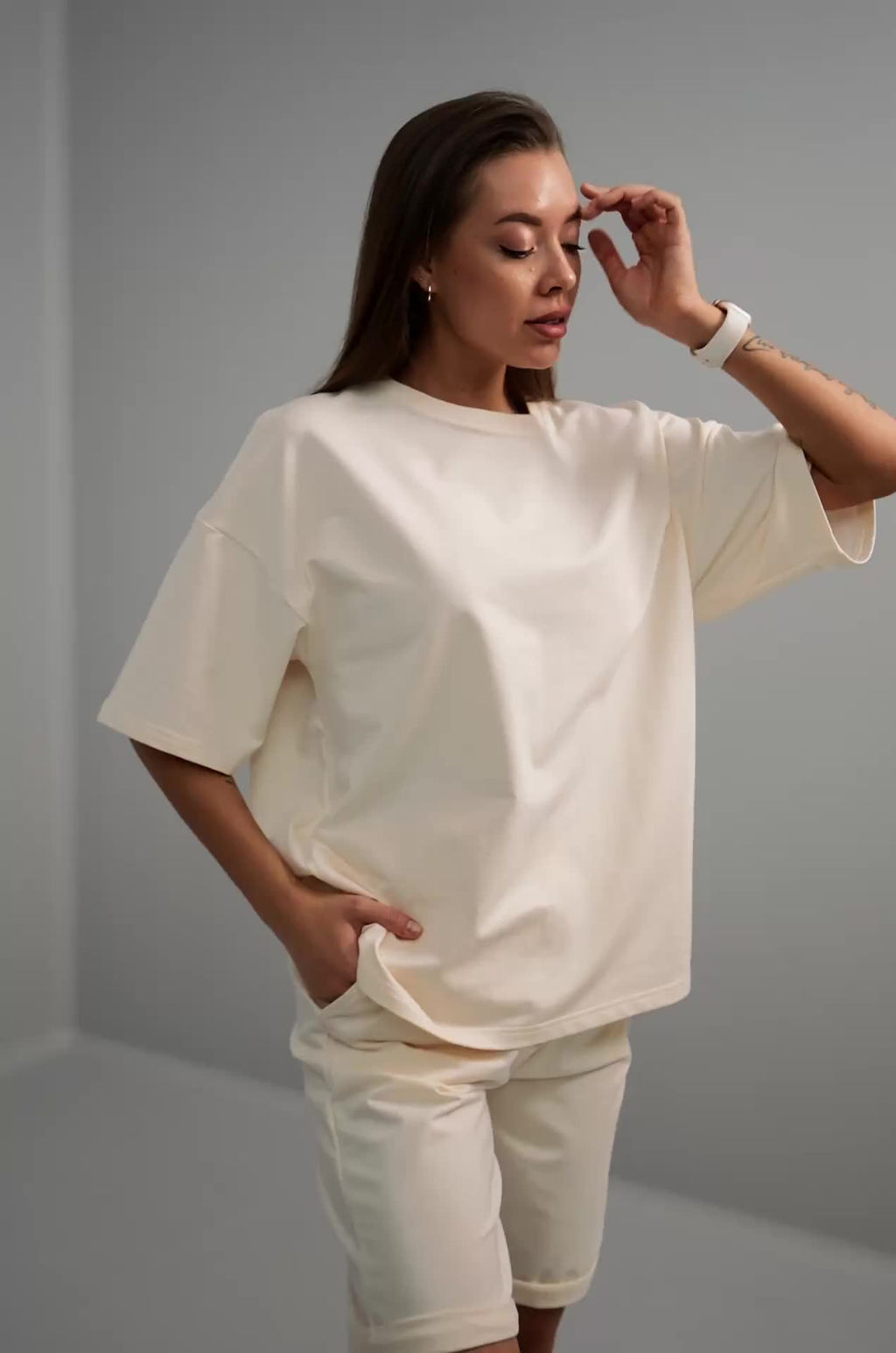 Женский костюм оверсайз из футера двухнитки Happyfox