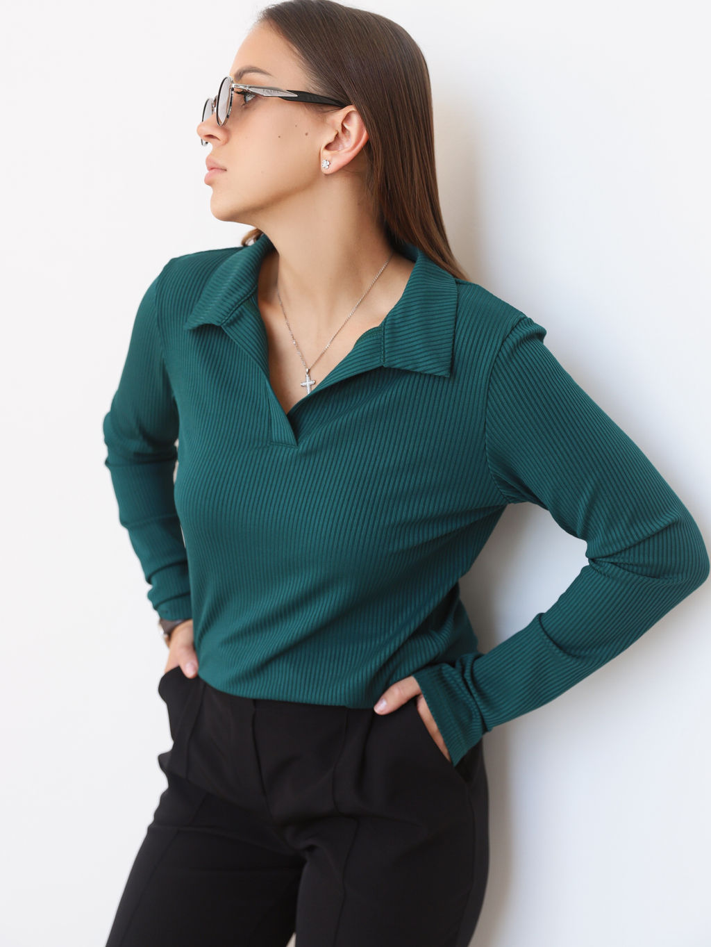 Лонгслив женский поло КФ101 Изумруд от фабрики Спортсоло