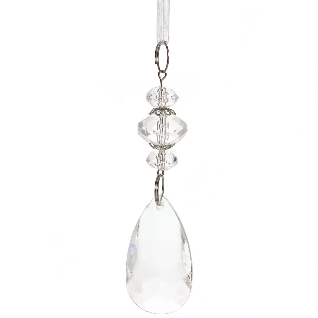 Цена за 4 шт. Украшение новогоднее "Сияющая капля" 10 см, Прозрачный