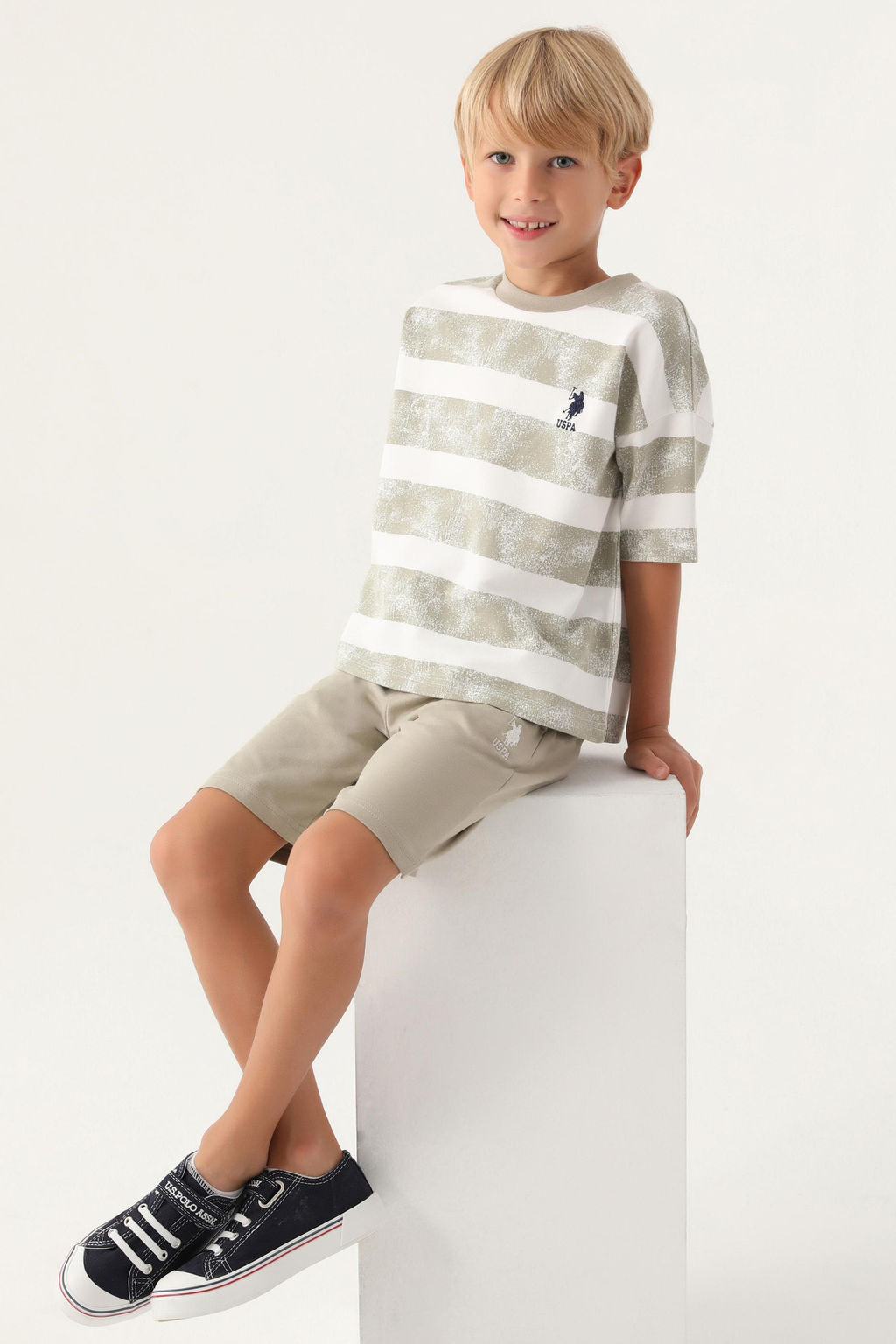 Светлый пижамный комплект цвета хаки для мальчика - U.s. polo assn фото 3