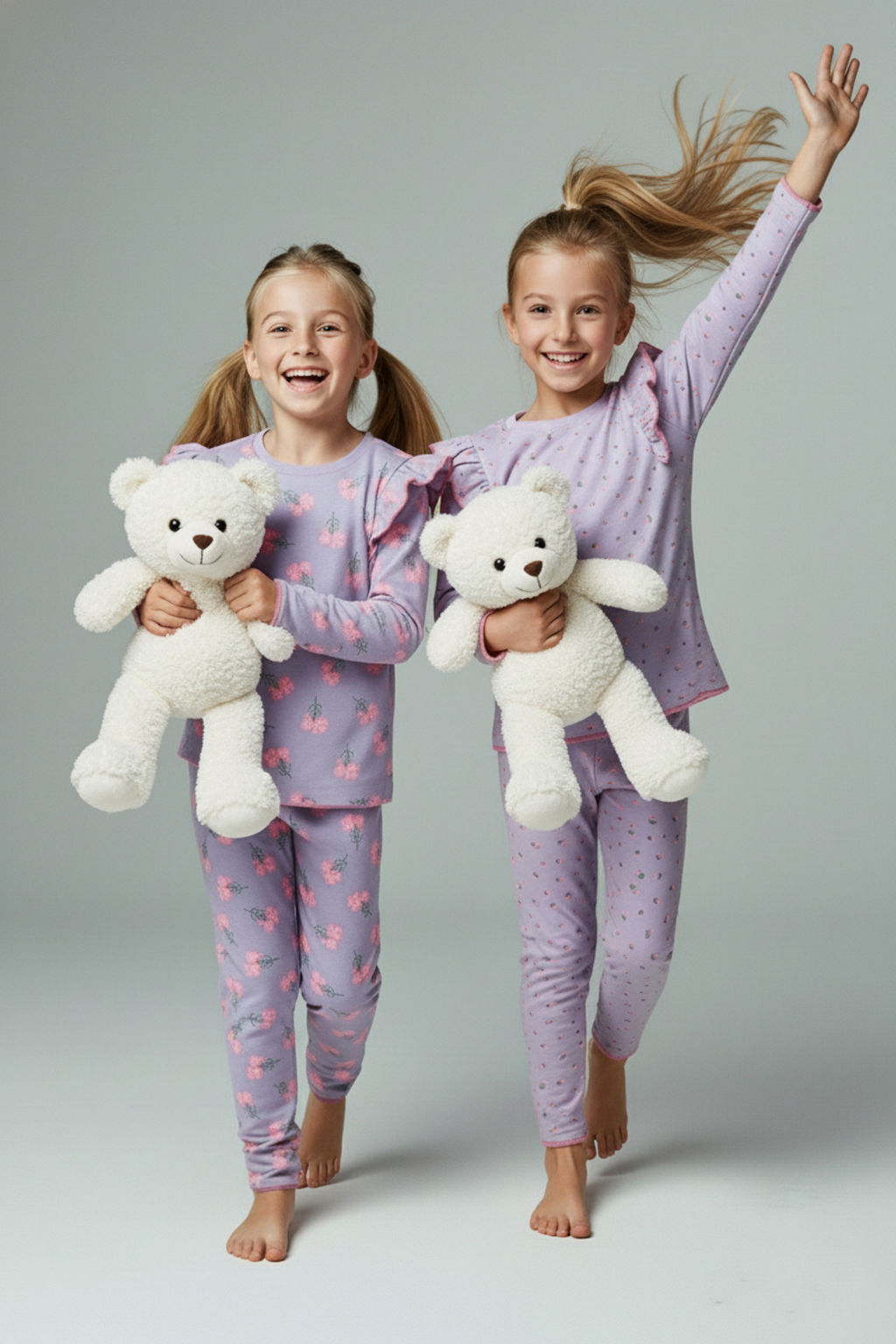 Pudra-Ekru Bask?l? Yumusak Dokulu 4lu Orme Regular K?z Cocuk Alt-Ust Pijama Tak?m? TKDAW26PT00012 - Trendyolmilla фото 5