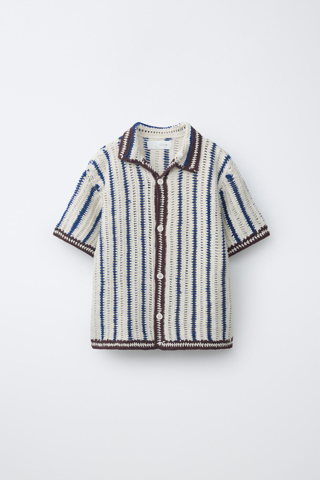 SOBRECAMISA PUNTO CROCHET RAYAS / Marino - Zara фото 3
