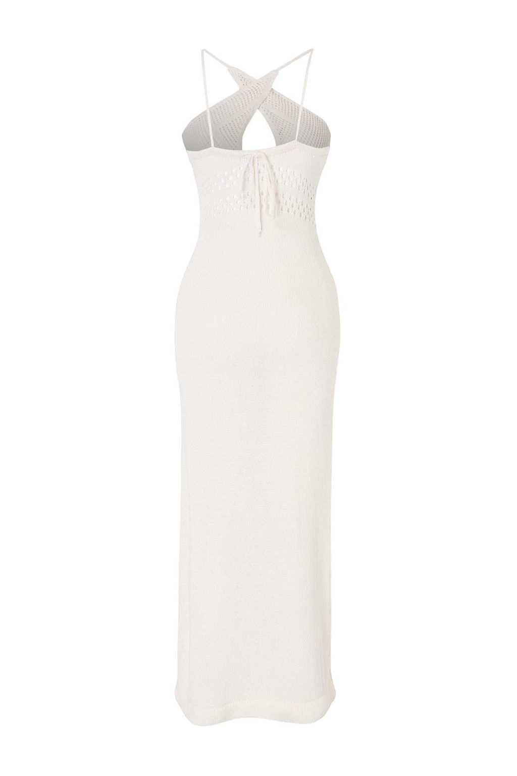 Ekru Triko Maxi S?rt Dekolteli Plaj Elbise TBESS26EL00025 - Trendyolmilla фото 2