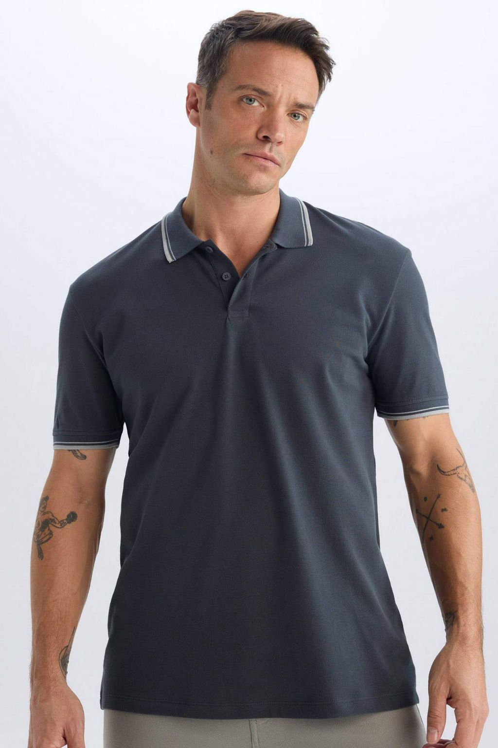 Regular Fit Basic Duz Polo Tisort - Defacto фото 2
