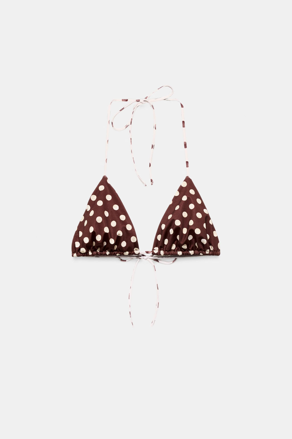 TOP BIKINI TRIANGULAR ESTAMPADO LUNARES / Marr?n - Zara фото 6