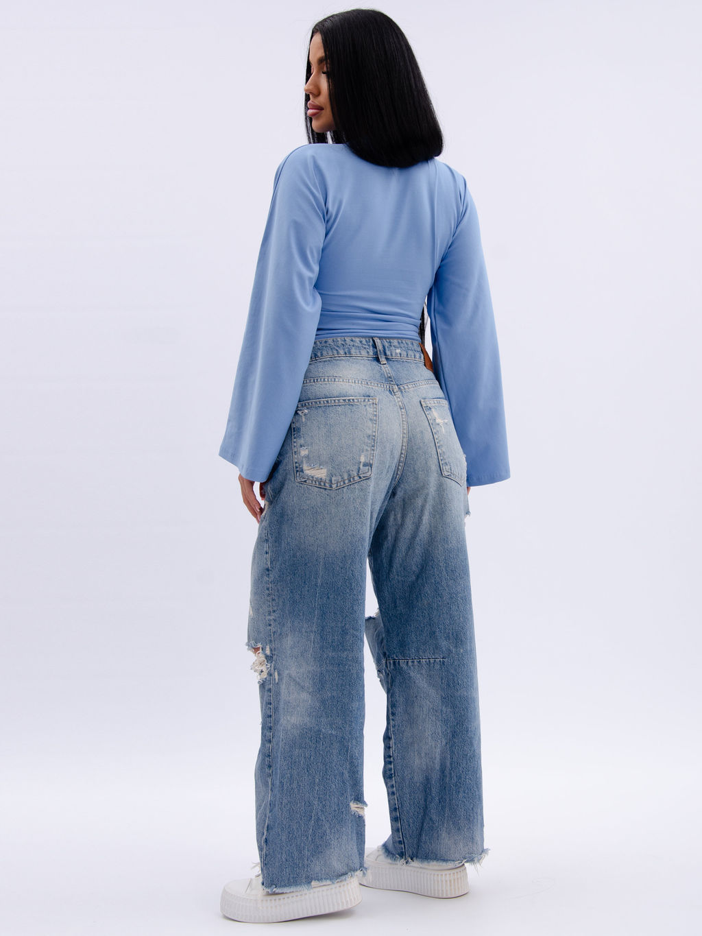 Лонгслив "Аида 3" голубой, кулирка с лайкрой