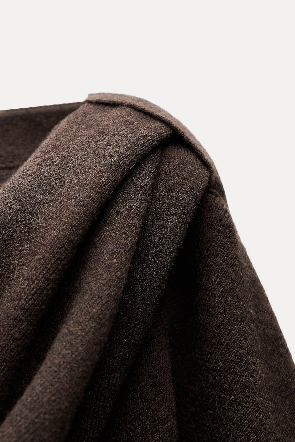 SHORT KNITTED COAT WITH SCARF - Zara фото 8