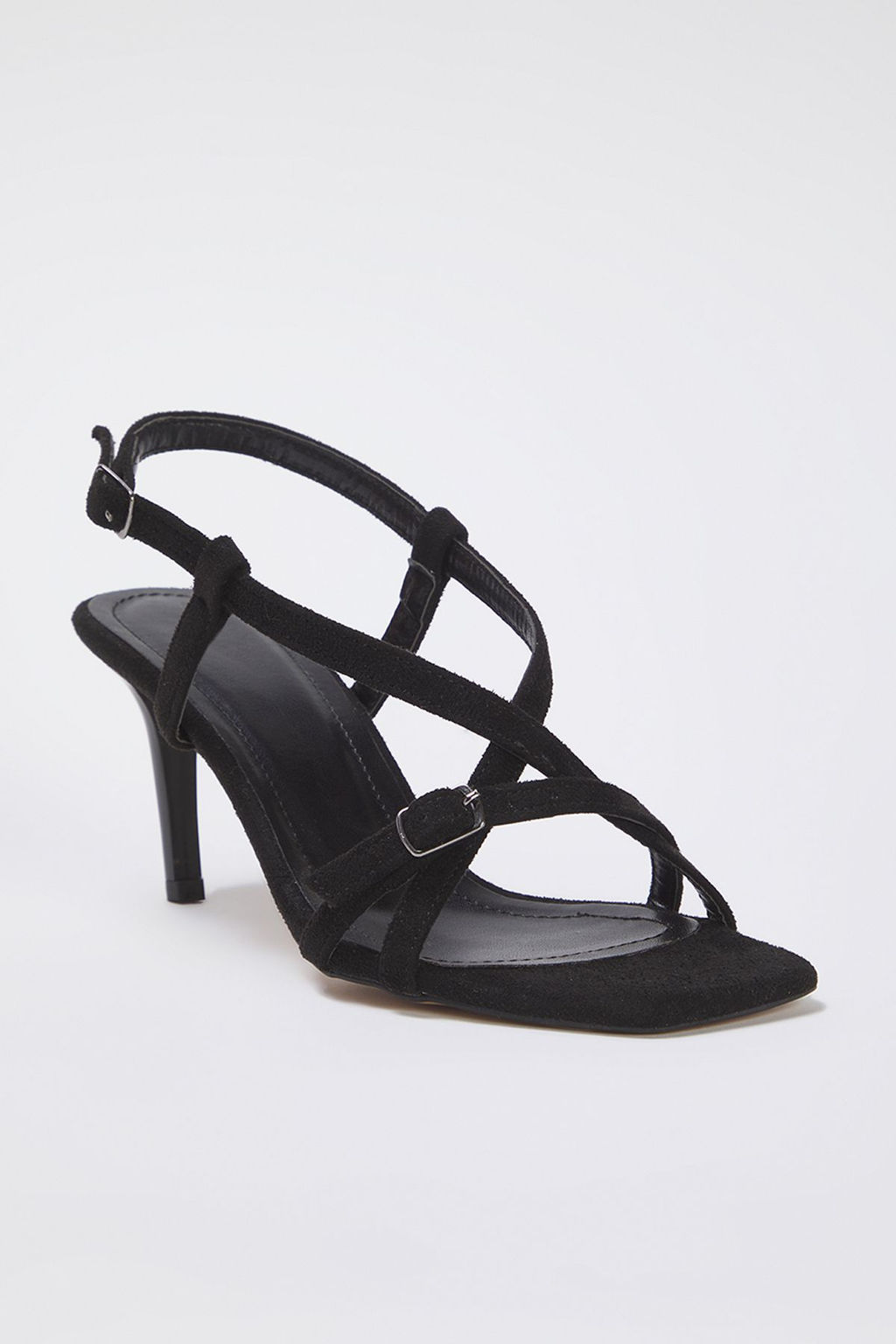 Trendyol Shoes Siyah Suet Bilekten Baglamal? Kare Burun Ince Topuklu Kad?n Sandalet TAKSS25TO00018 - Trendyolmilla фото 6