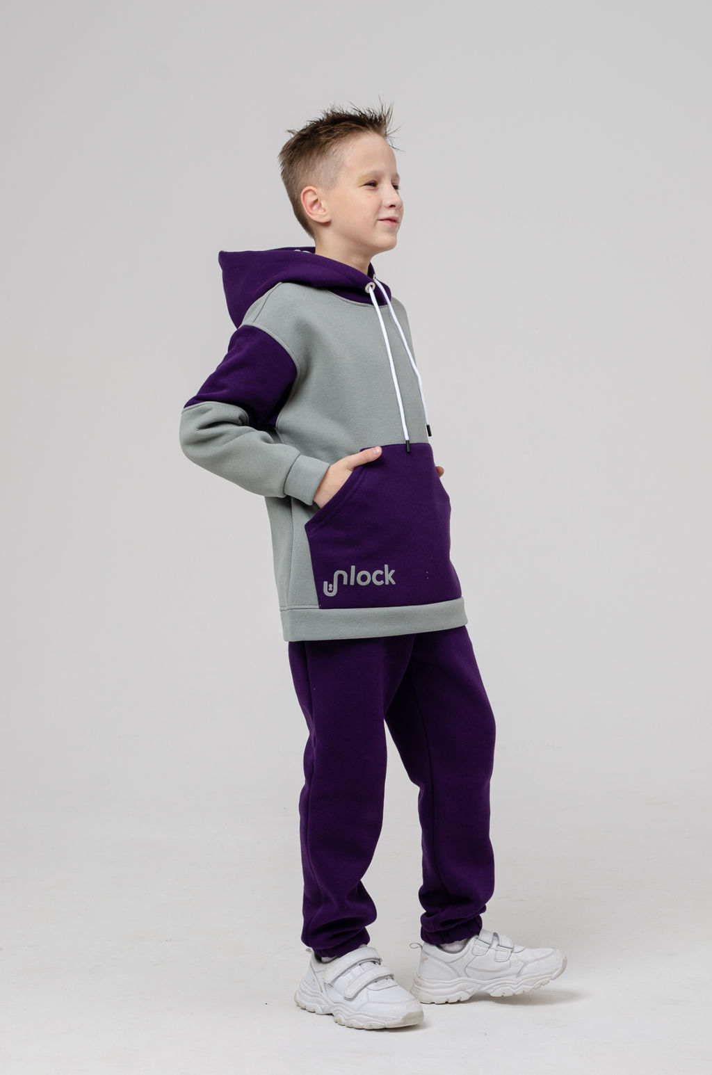 886Д Костюм детский "Серый/фиолетовый"