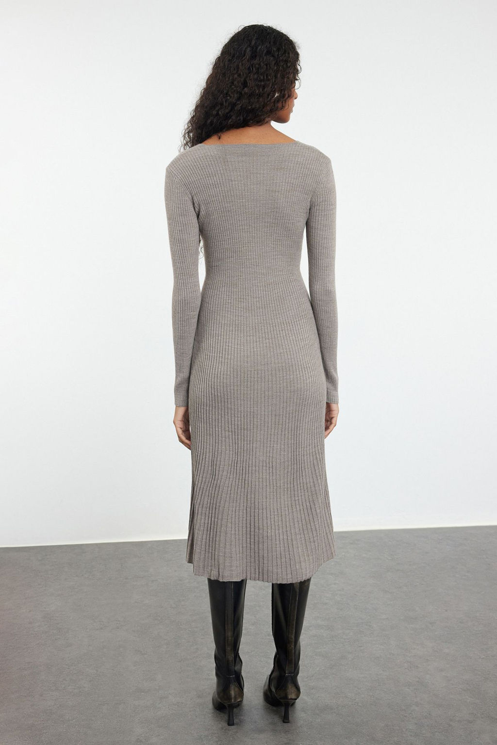 TRENDYOLMILLA Bordo Midi Triko Etek Ucu F?rf?rl? Elbise TWOAW25EL00055 фото 5