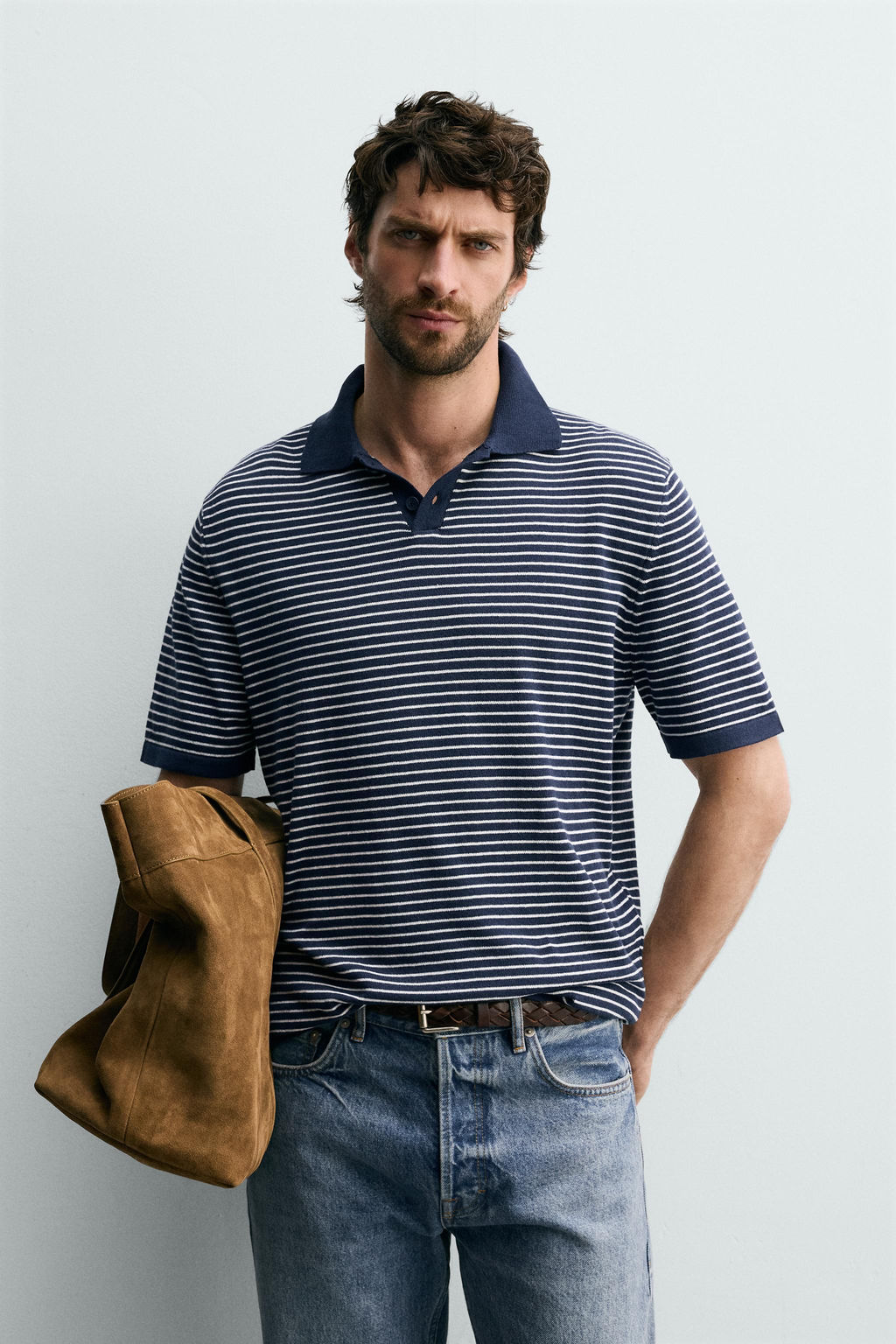POLO PUNTO JACQUARD RAYAS / ?ndigo - Zara фото 3