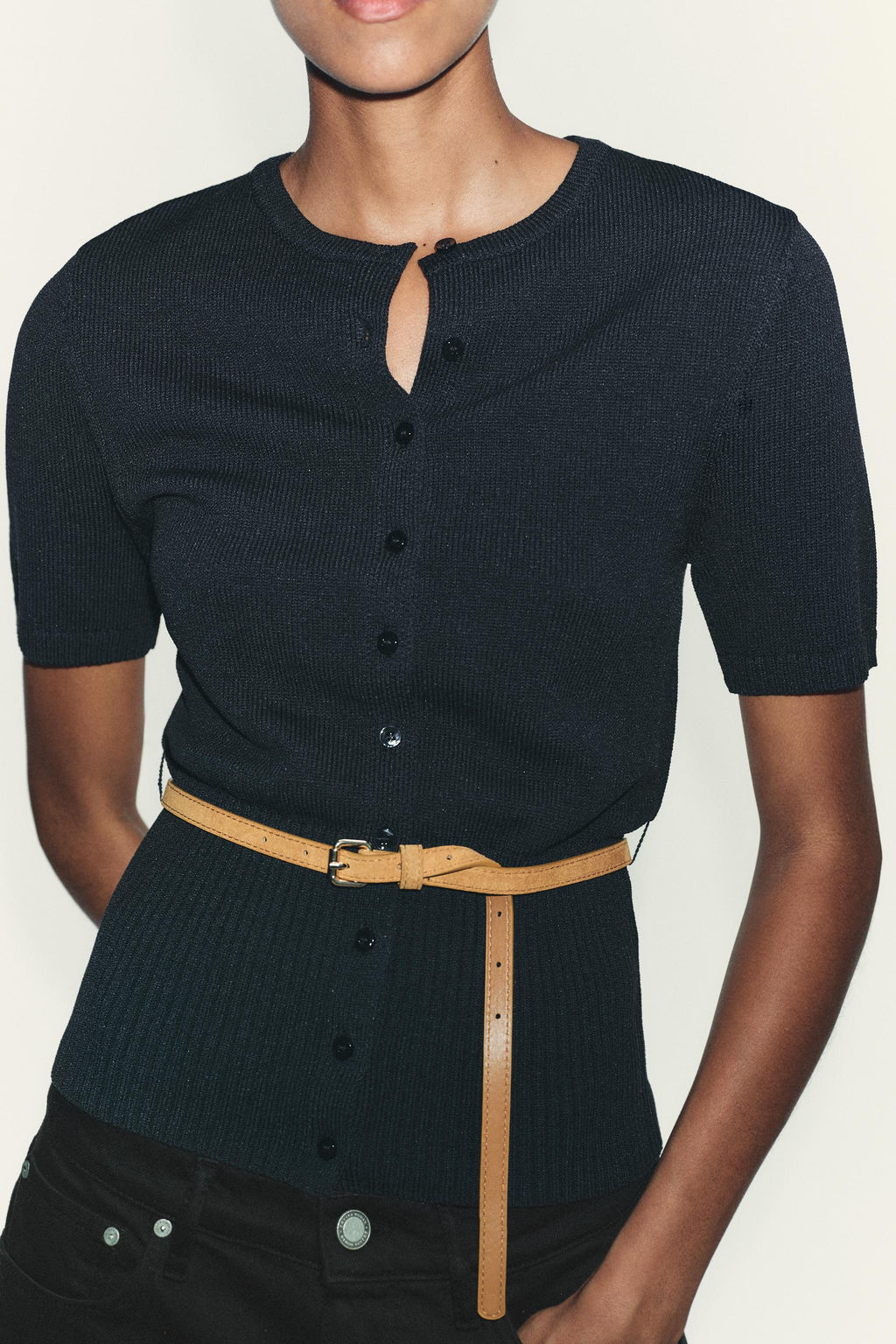 SHORT SLEEVE BELTED CARDIGAN - Zara фото 5
