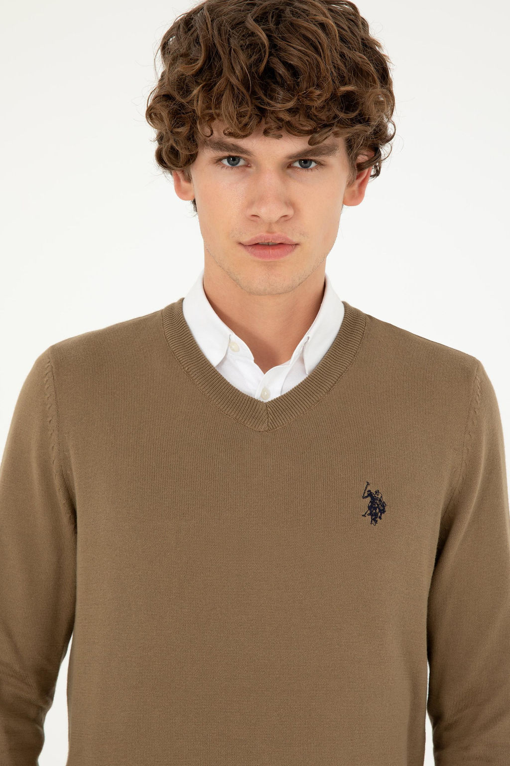 Мужской базовый свитер цвета хаки - U.s. polo assn фото 2