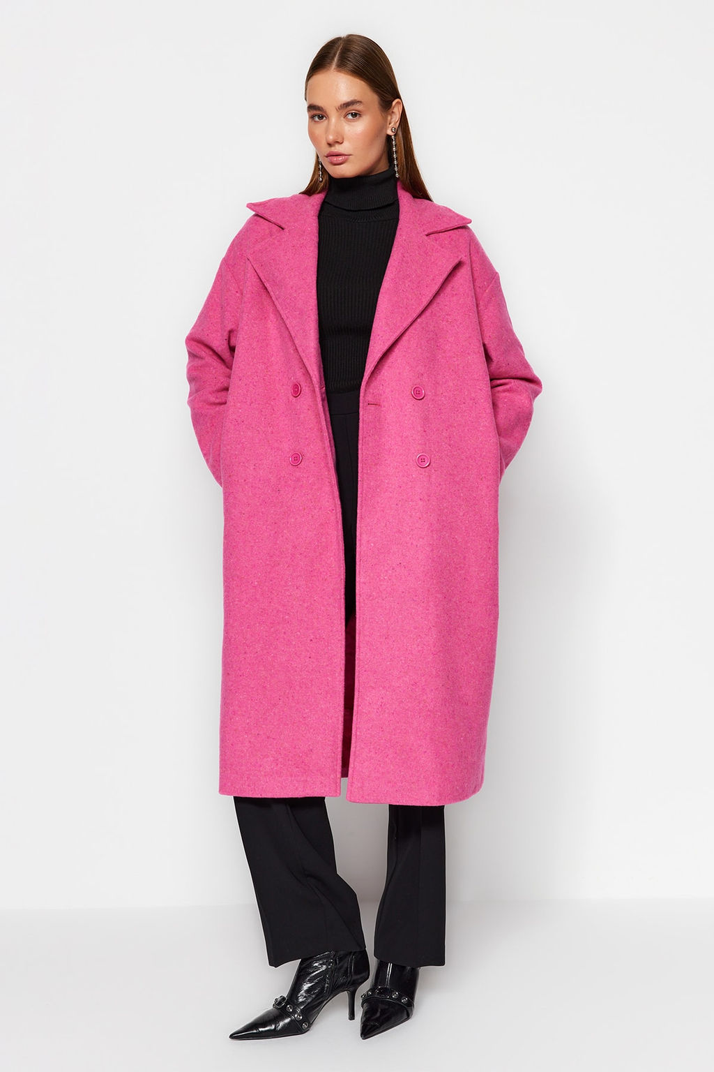 Fusya Oversize Genis Kesim Uzun Yunlu Kase Kaban TWOAW21KB0038