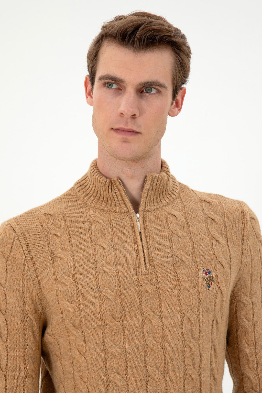Мужской светло-коричневый меланжевый свитер Неожиданная скидка в корзине - U.s. polo assn фото 2