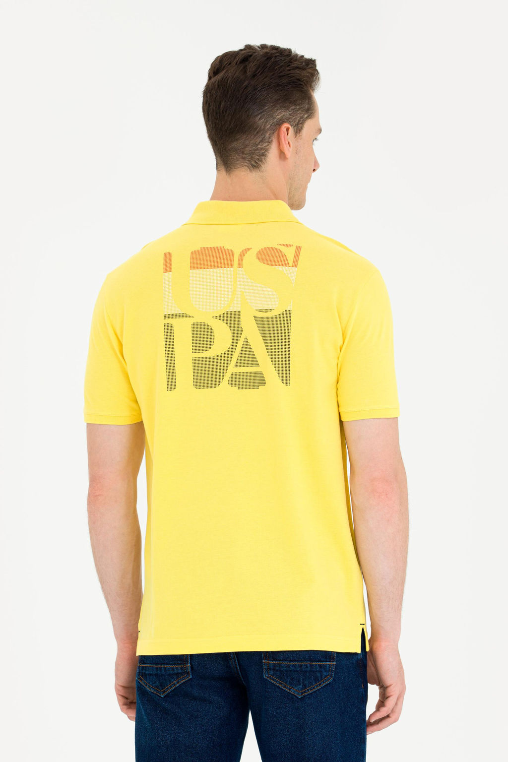 U. S. Polo Assn Мужская темно-желтая футболка с воротником-поло - U.s. polo assn фото 5