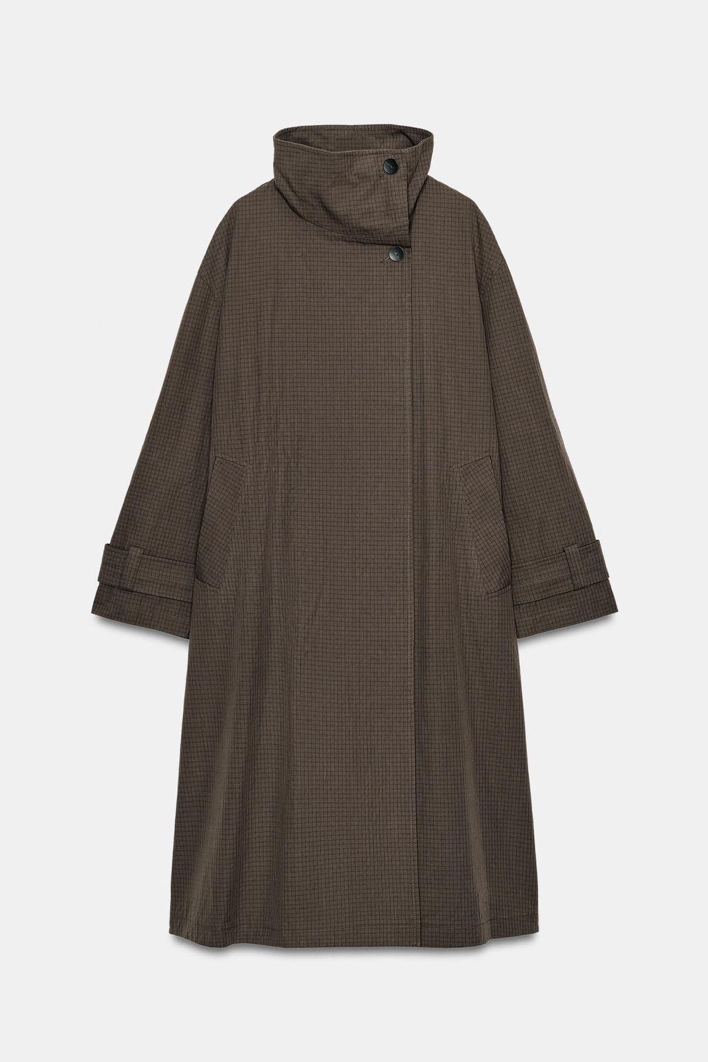 ZW COLLECTION OVERSIZE CHECK TRENCH COAT - Zara фото 18