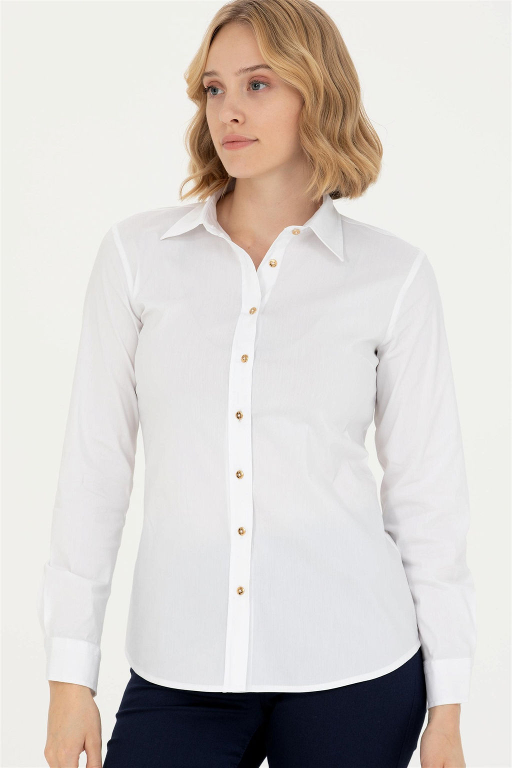 Женская белая базовая рубашка с длинным рукавом - U.s. polo assn фото 3