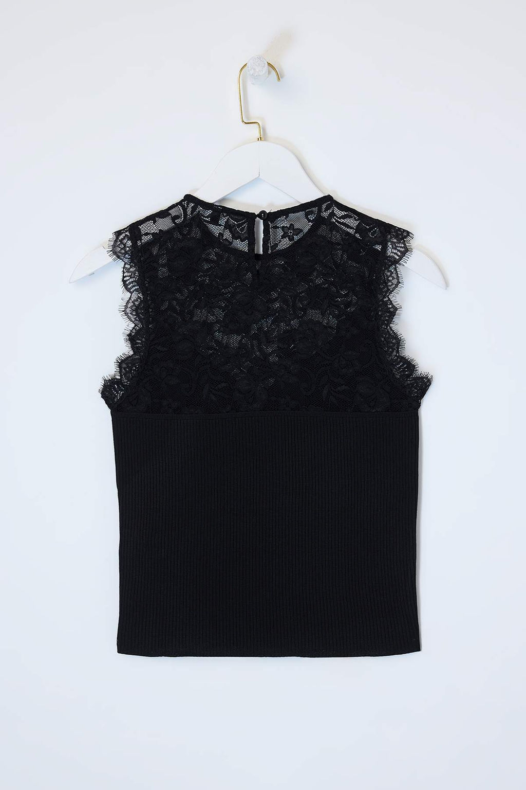 Siyah Bisiklet Yaka Dantel Detayl? Fitted Triko Ince Bluz TWOSS26BZ00298 - Trendyolmilla фото 6