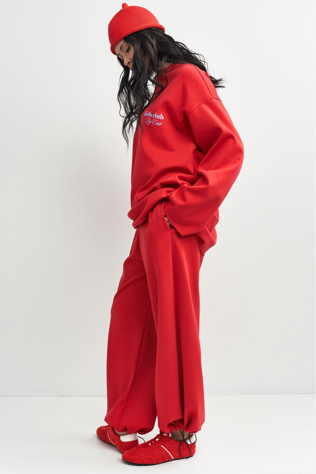 Брюки хлопковые на кулиске Красный - Erist store фото 2