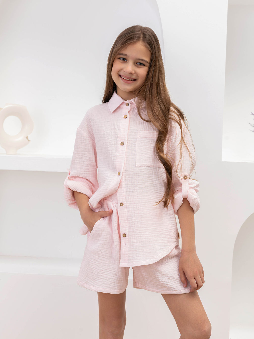 Комплект для девочек Муслин Нежно-розовый М-18КД MODAMICA